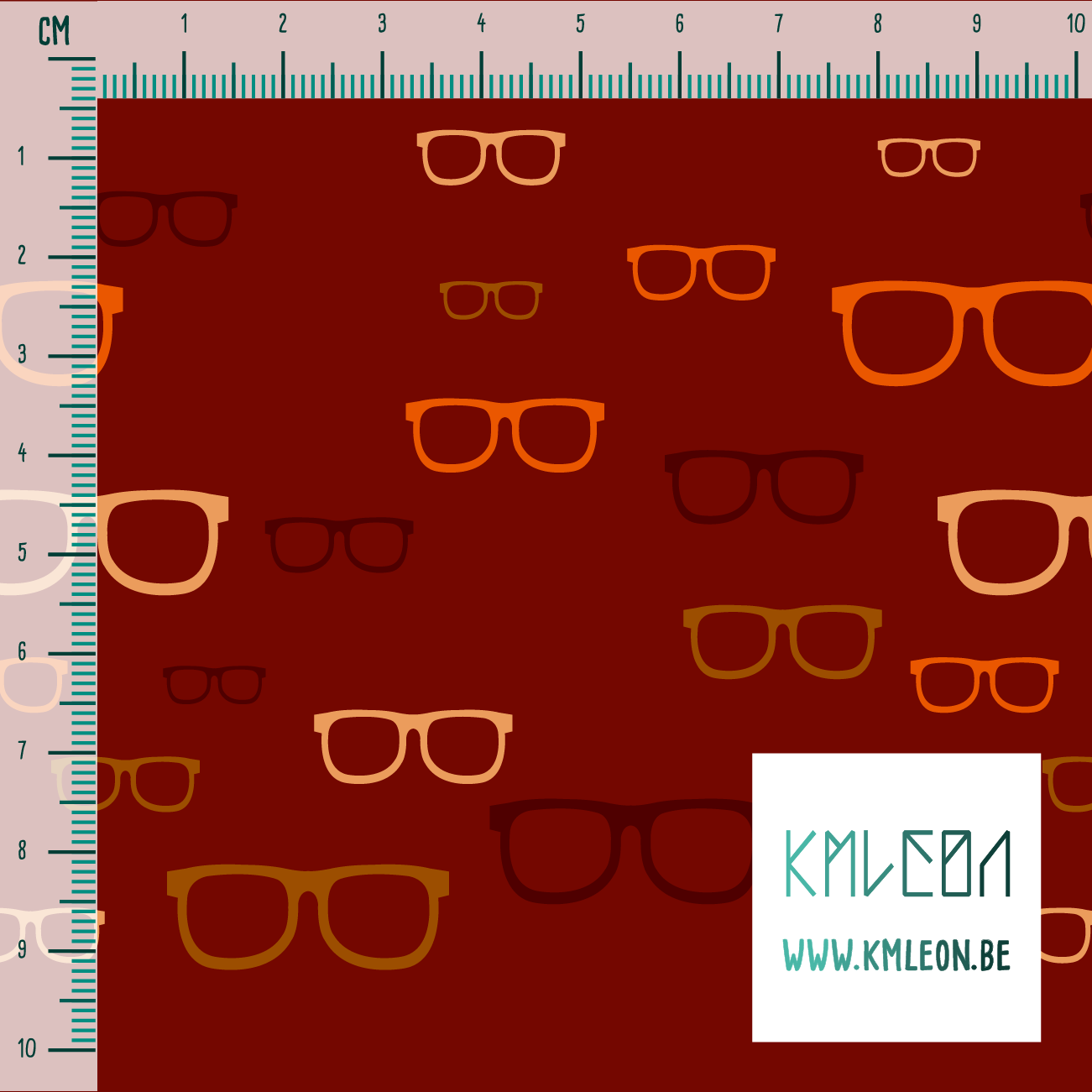 Orange, beige and brown glasses fabric