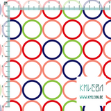 Random green, blue, pink and red circles fabric