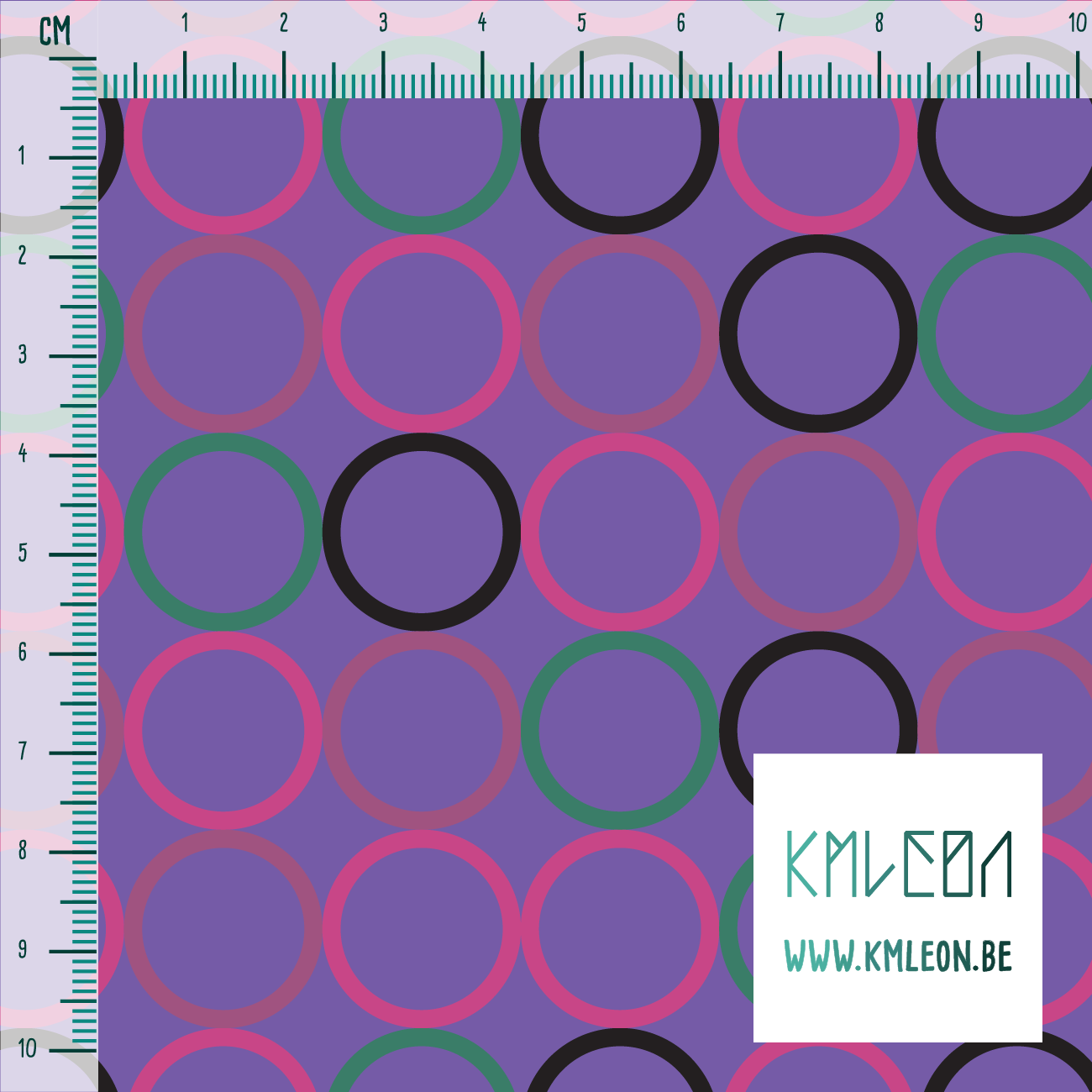 Random pink, green and black circles fabric