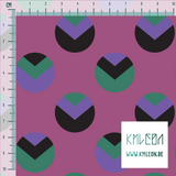 Purple, black and green circles and triangles fabric