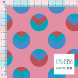 Blue, red and teal circles and triangles fabric