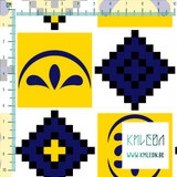 Blue and yellow geometric shapes fabric