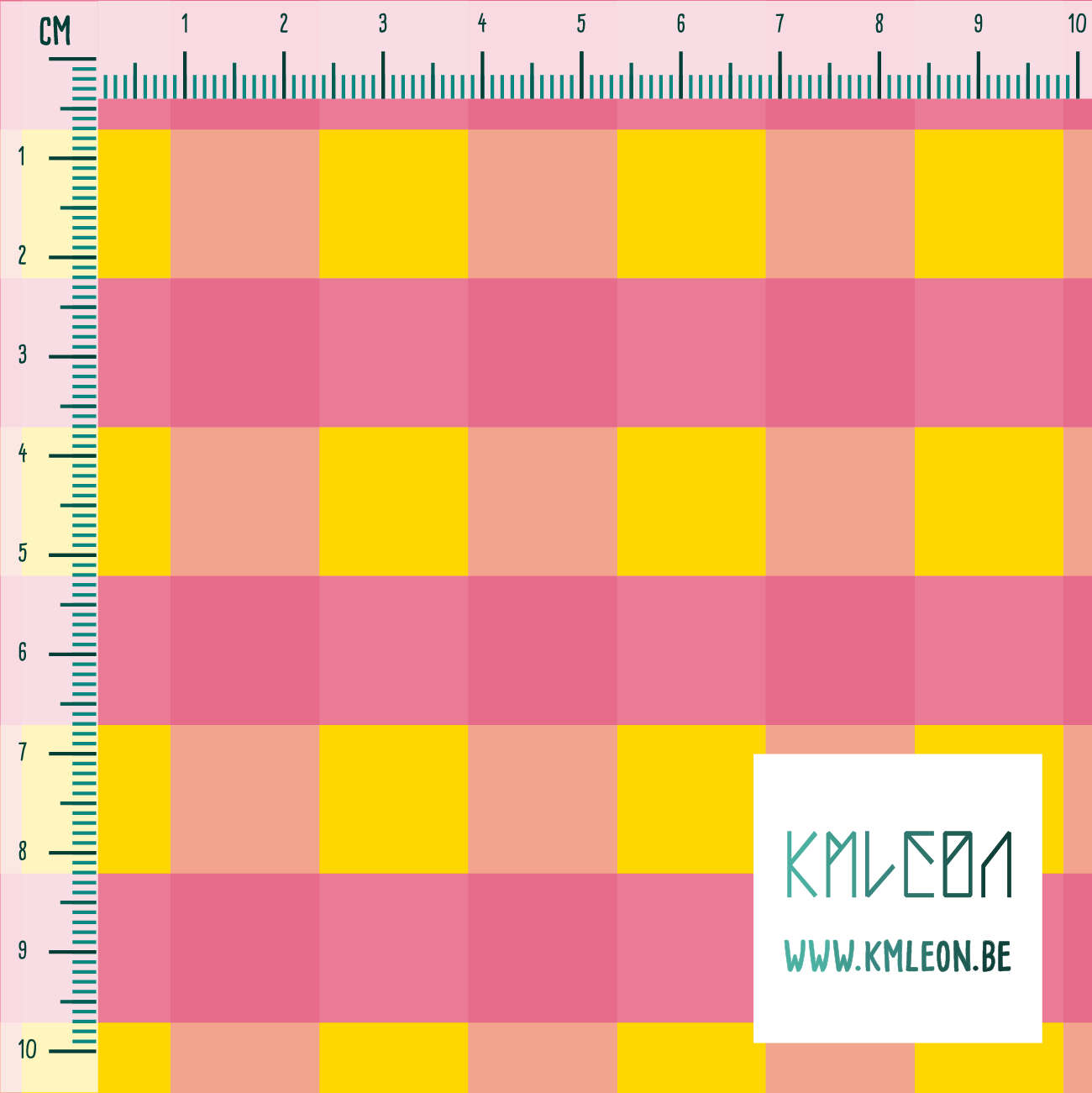 Pink and yellow gingham fabric