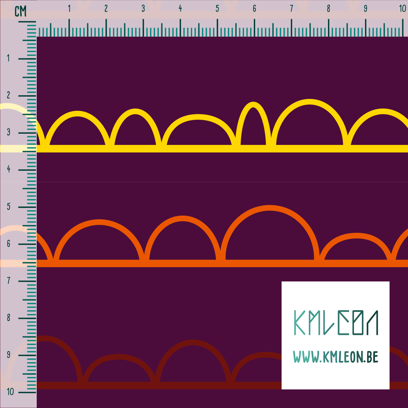 Orange, yellow and red irregular arches fabric