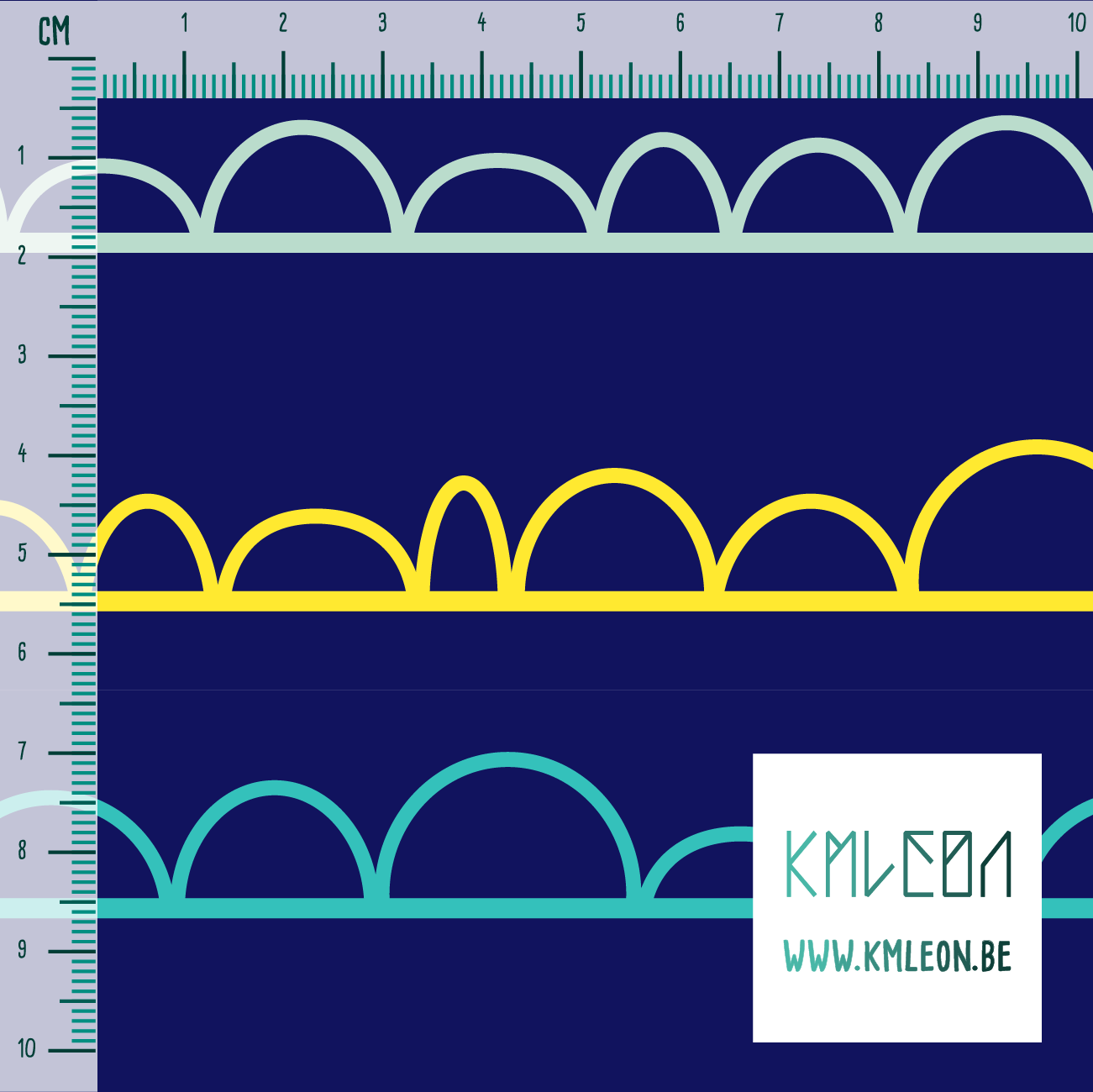 Yellow and teal irregular arches fabric