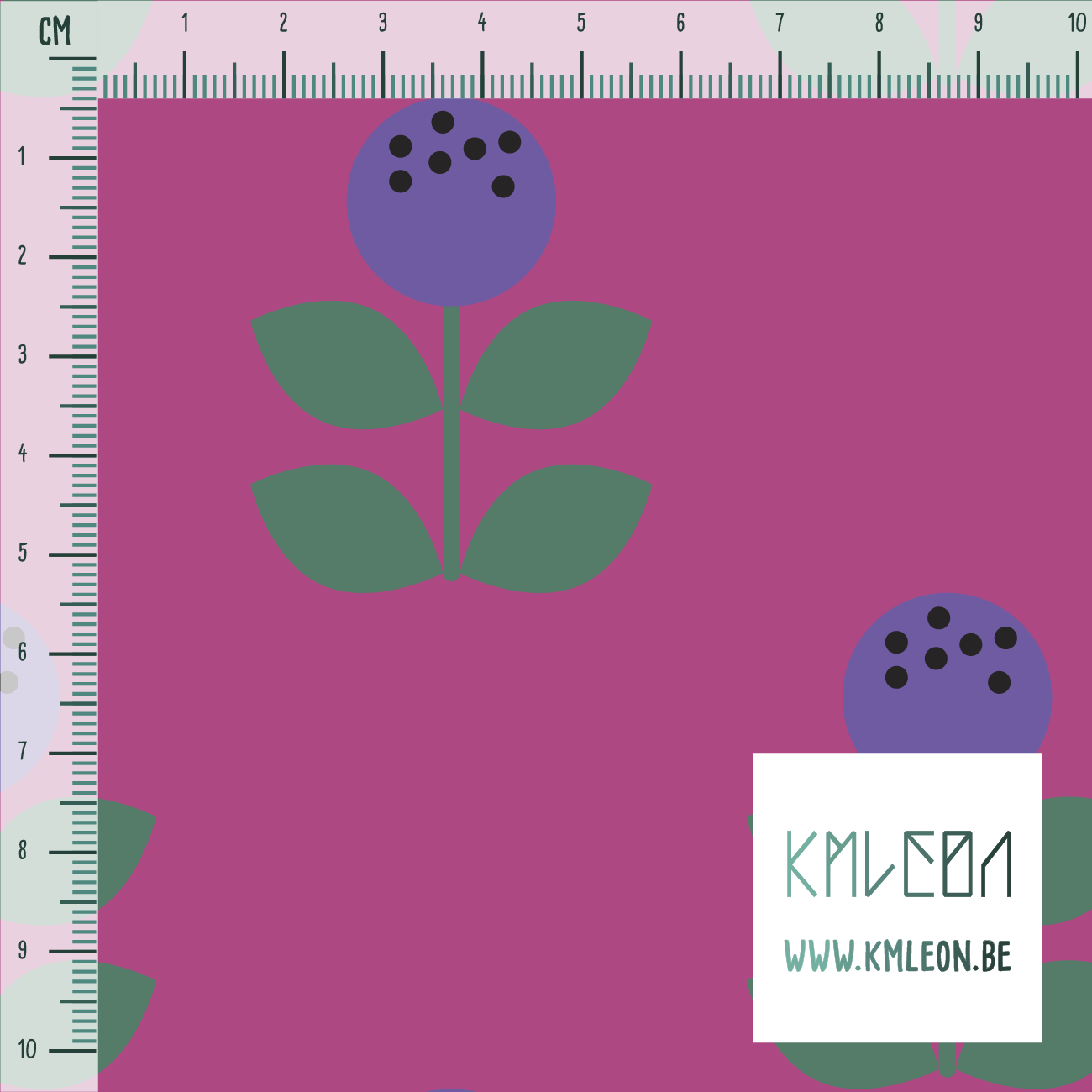 Large purple and green flowers fabric