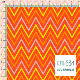 Yellow, orange and pink chevron fabric