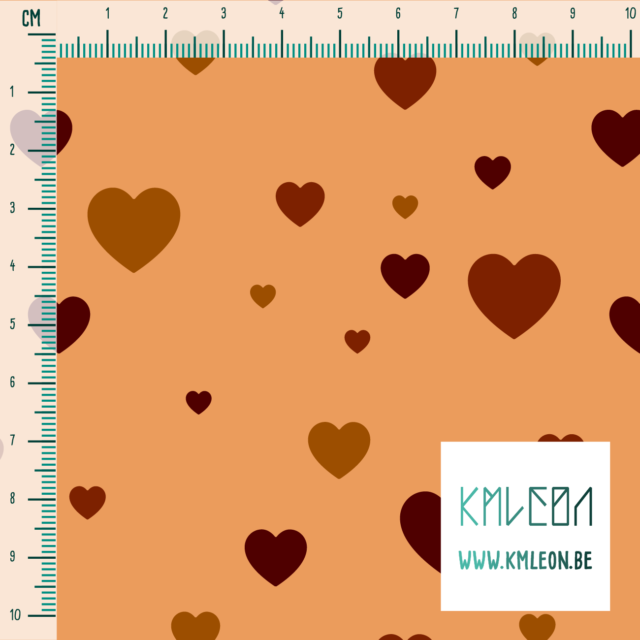 Brown hearts fabric