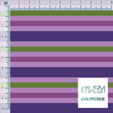 Horizontal stripes in purple and green fabric