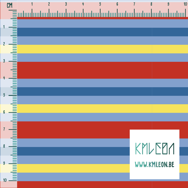 Horizontal stripes in yellow, red and blue fabric