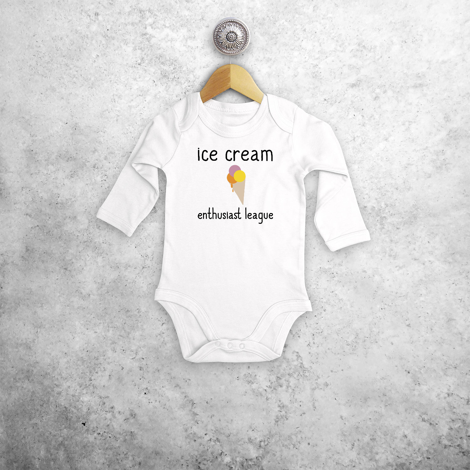 'Ice cream enthusiast league' baby longsleeve bodysuit