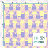 Yellow and purple ice cream fabric