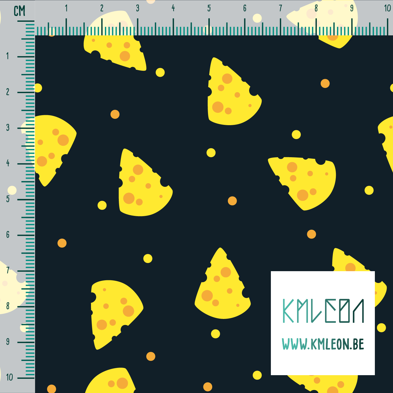 Blocks of cheese and polka dots fabric