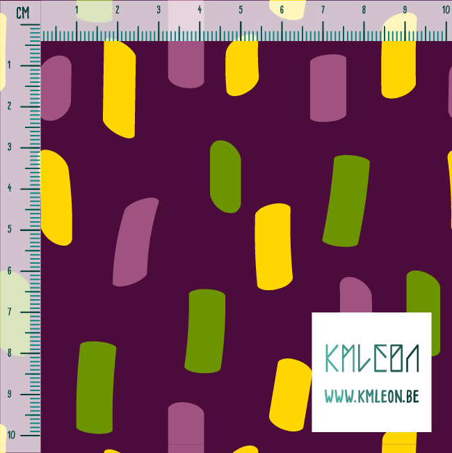 Pink, green and yellow irregular stripes fabric