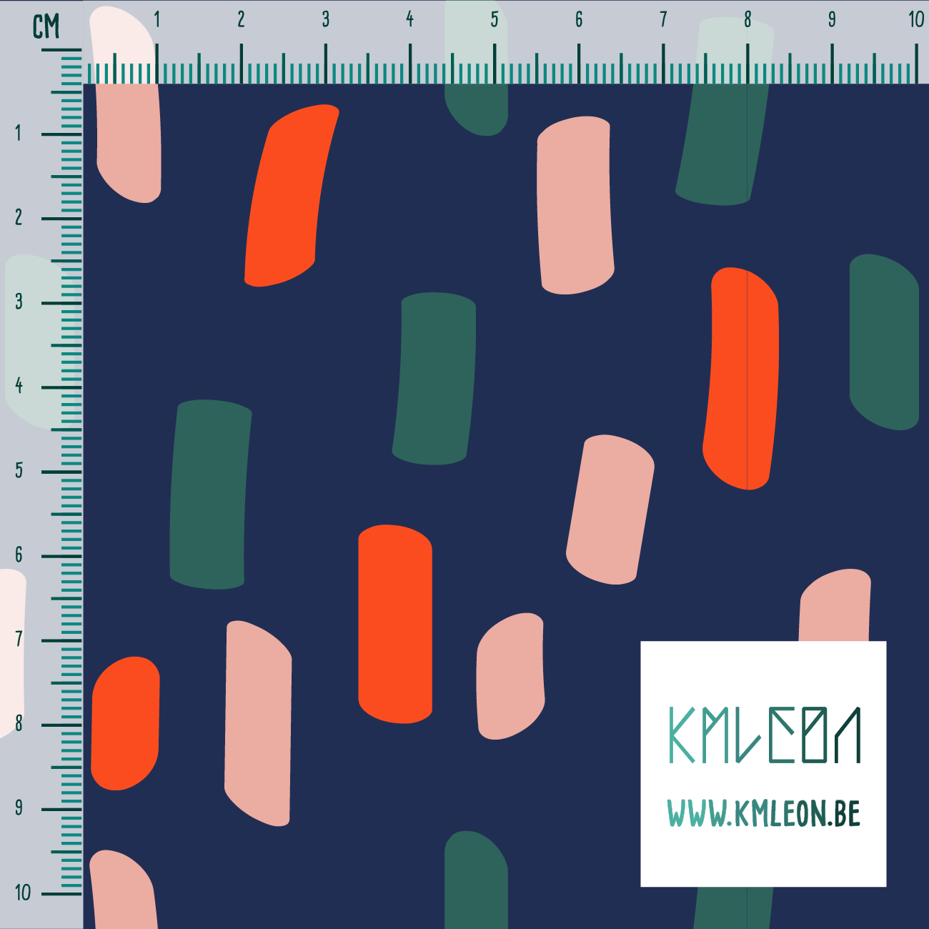 Green, orange and pink irregular stripes fabric