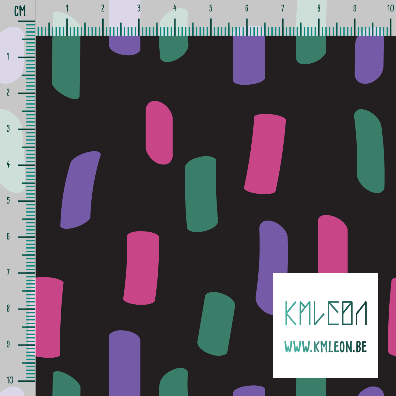 Purple, green and pink irregular stripes fabric