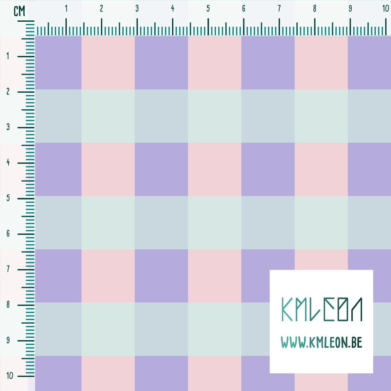 Purple, pink and green gingham fabric