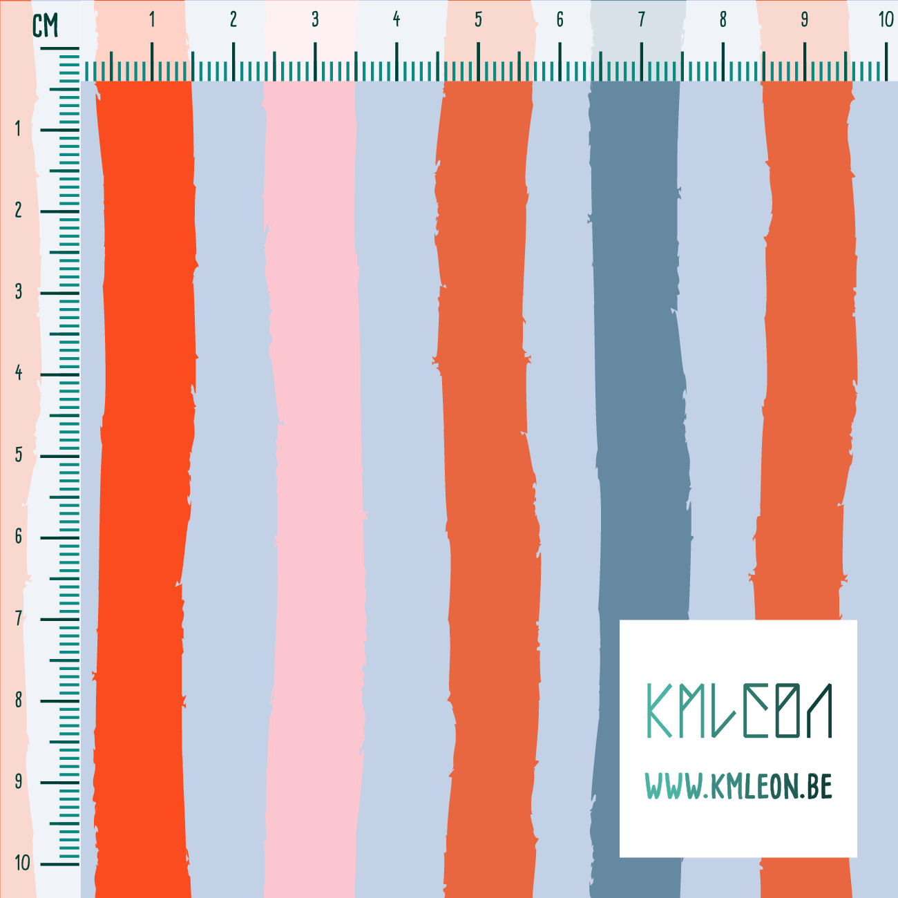 Blue, pink and orange stripes fabric