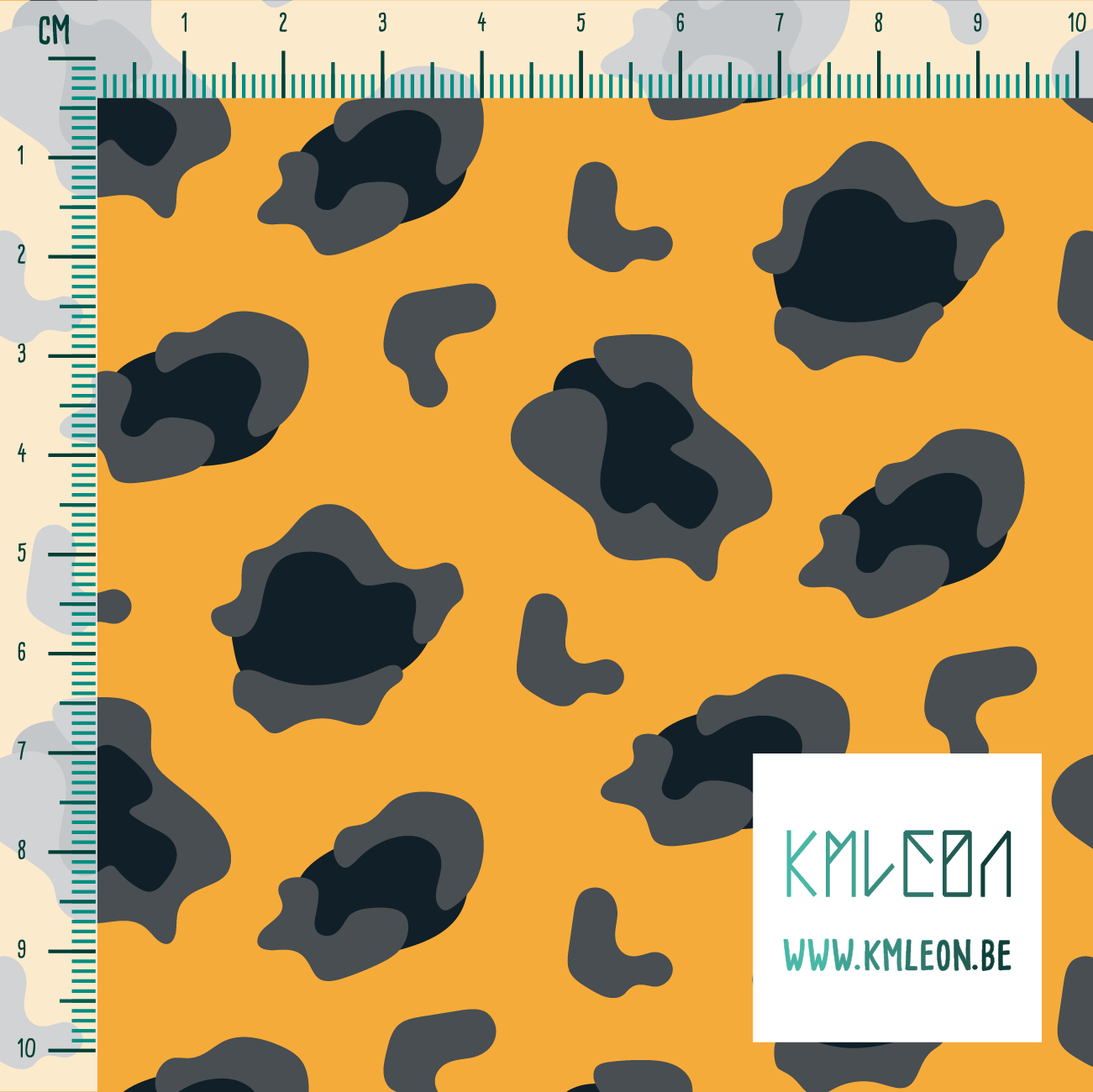 Grey and dark teal leopard print fabric