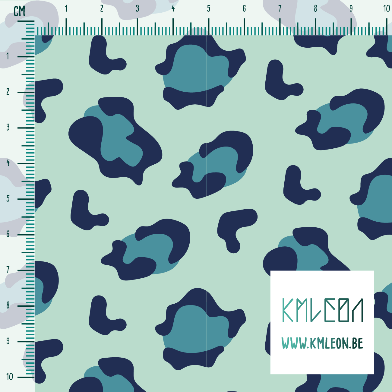 Teal and navy leopard print fabric