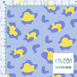 Yellow and periwinkle leopard print fabric