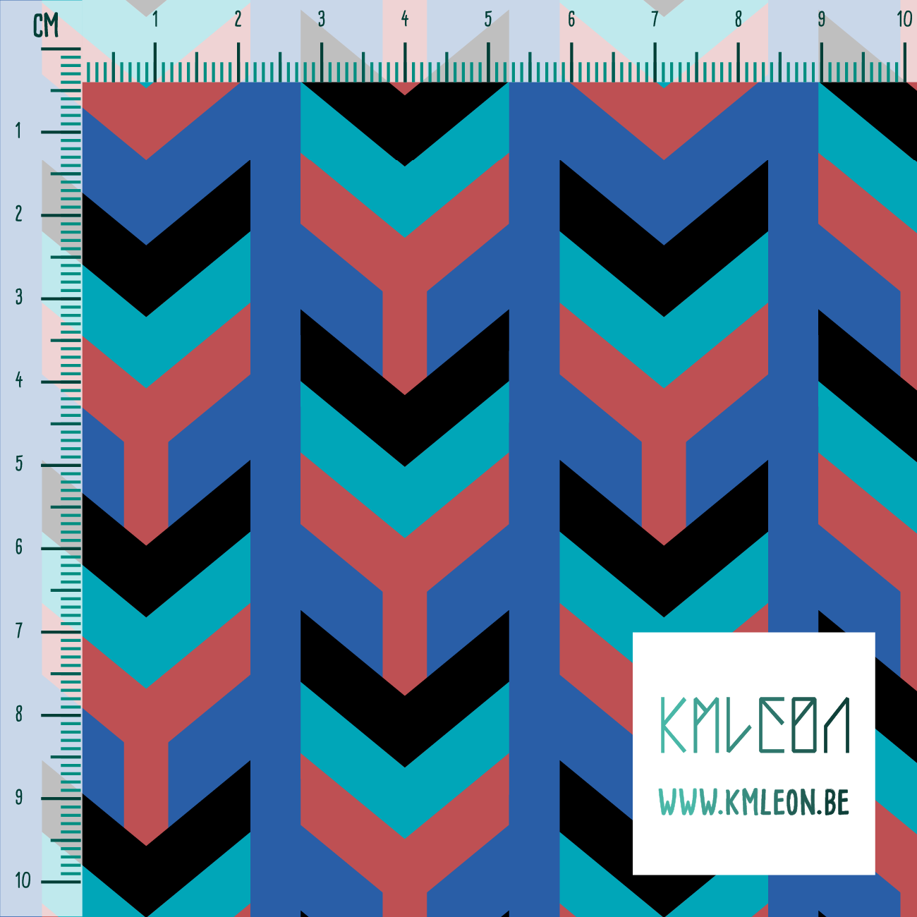 Red, teal and black arrows fabric