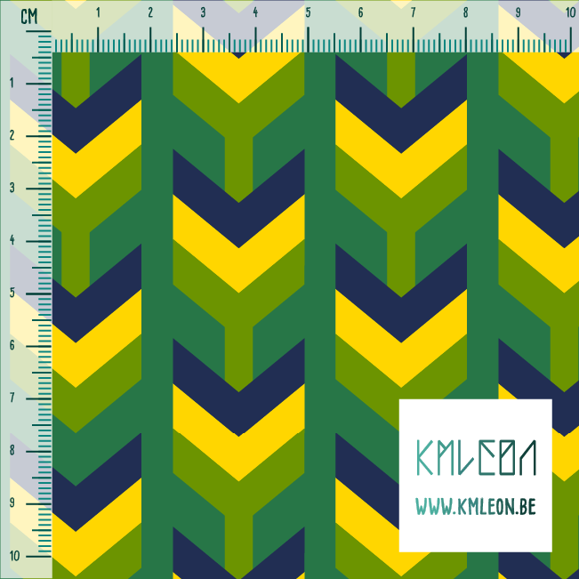 Green, yellow and navy arrows fabric