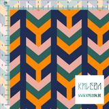 Orange, green and pink arrows fabric