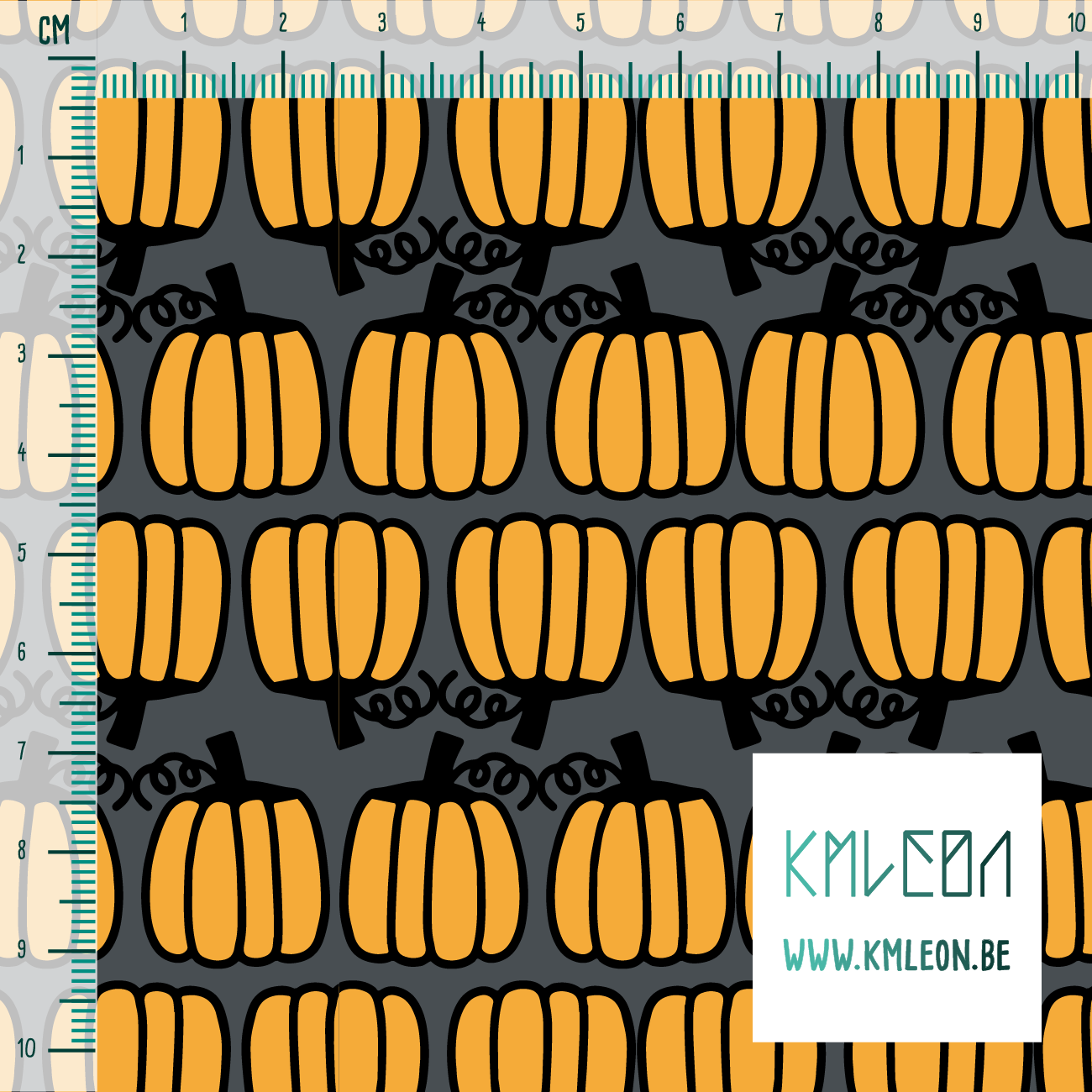 Rows of pumpkins fabric