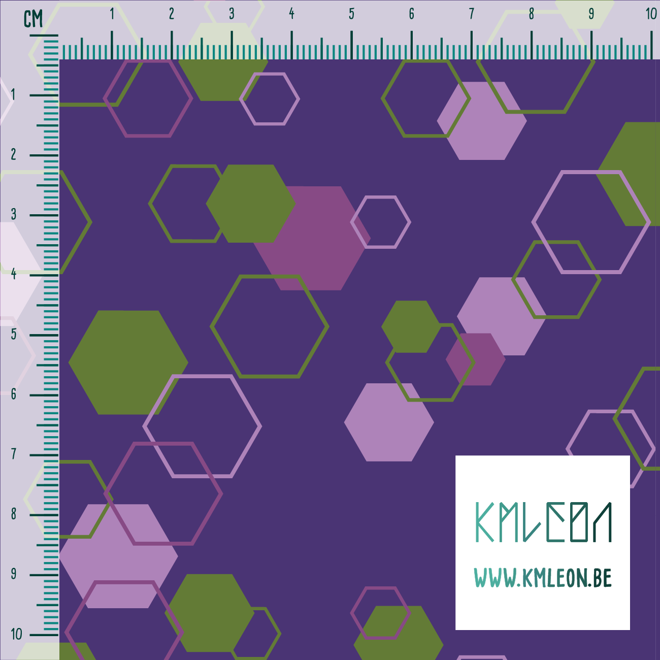 Random purple and green octagons fabric