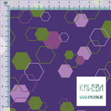 Random purple and green octagons fabric