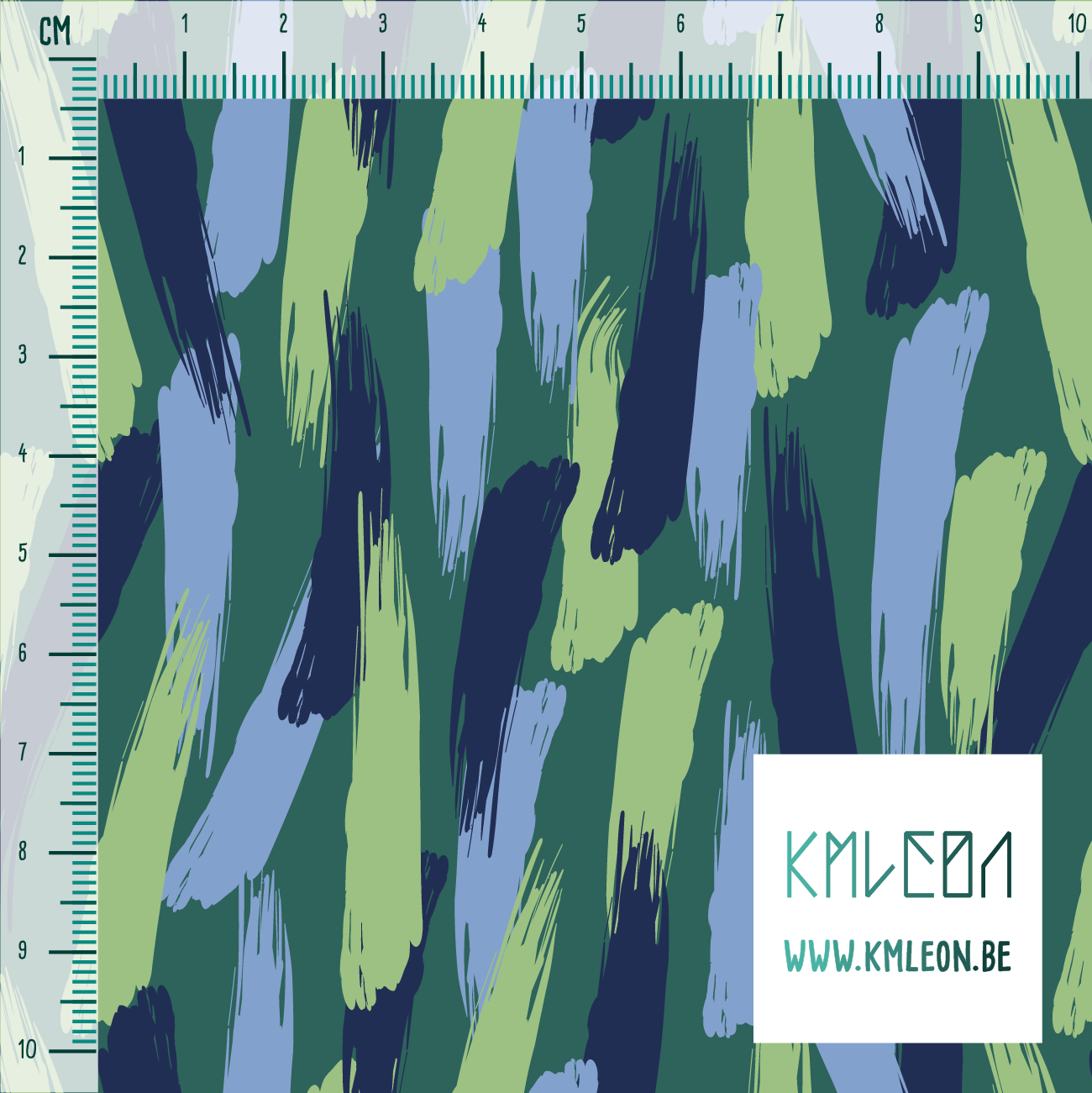 Green and blue brush strokes fabric