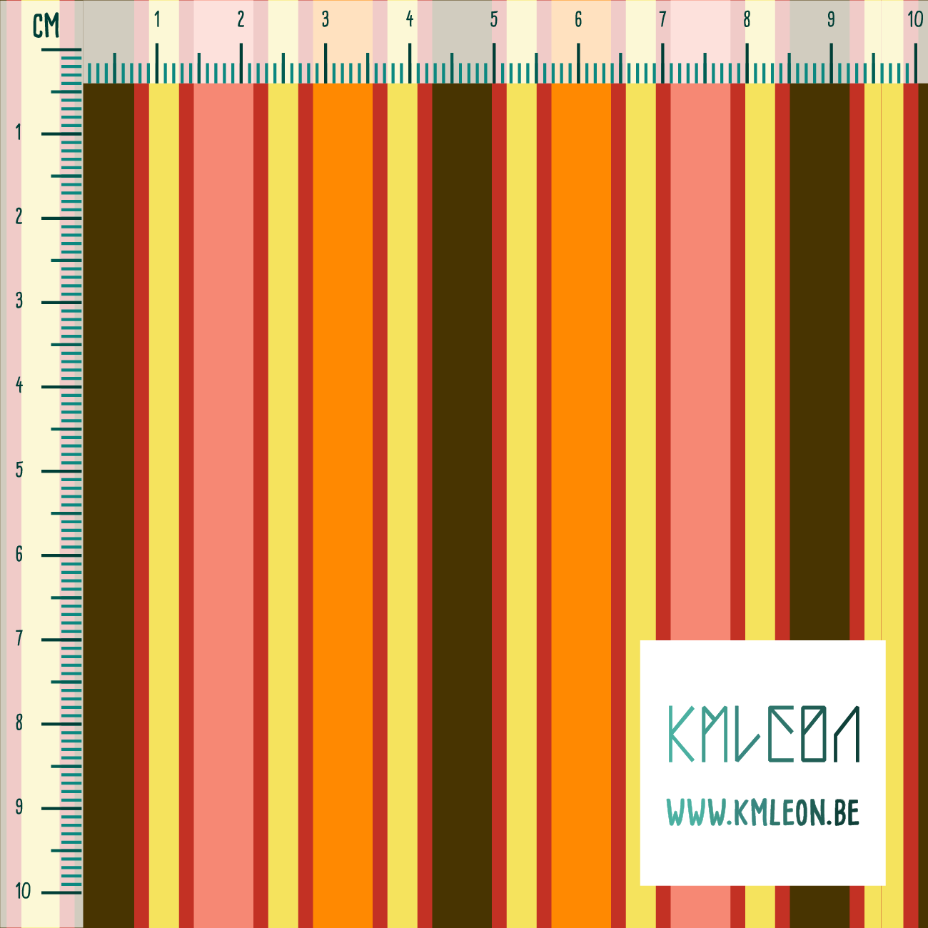 Pink, yellow, orange and brown vertical stripes fabric