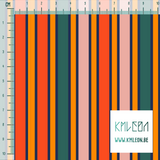 Orange, pink and green vertical stripes fabric