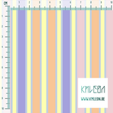 Purple, pink, yellow and orange vertical stripes fabric