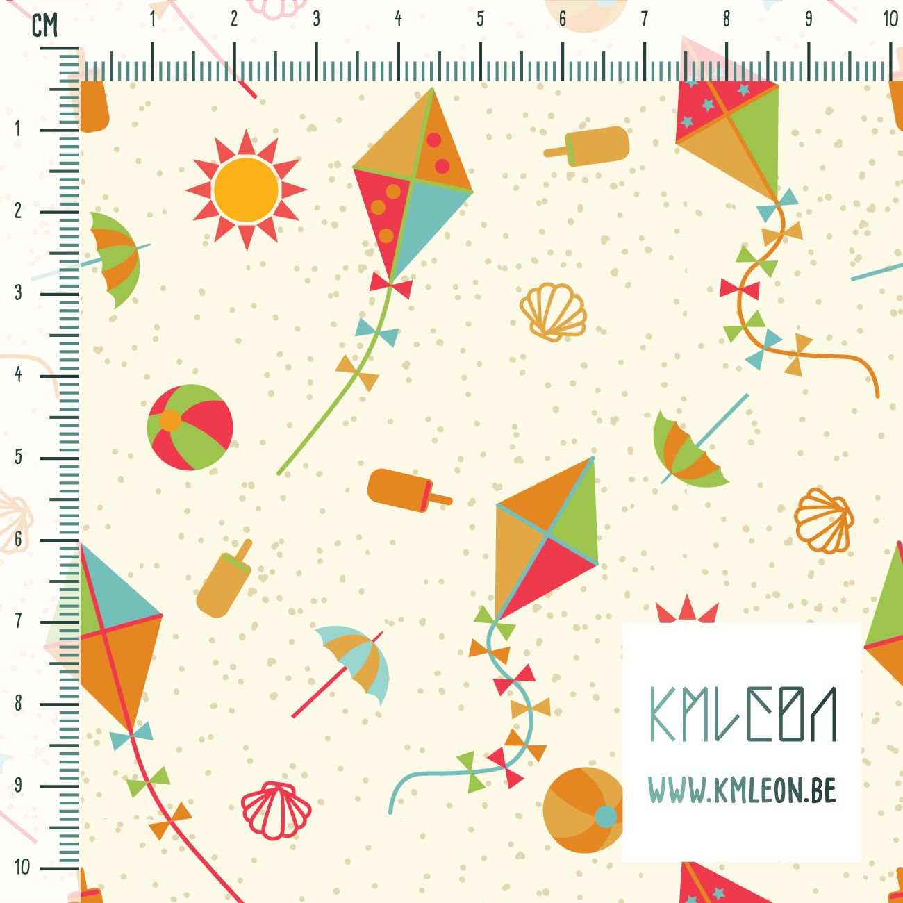 Kites at the beach fabric