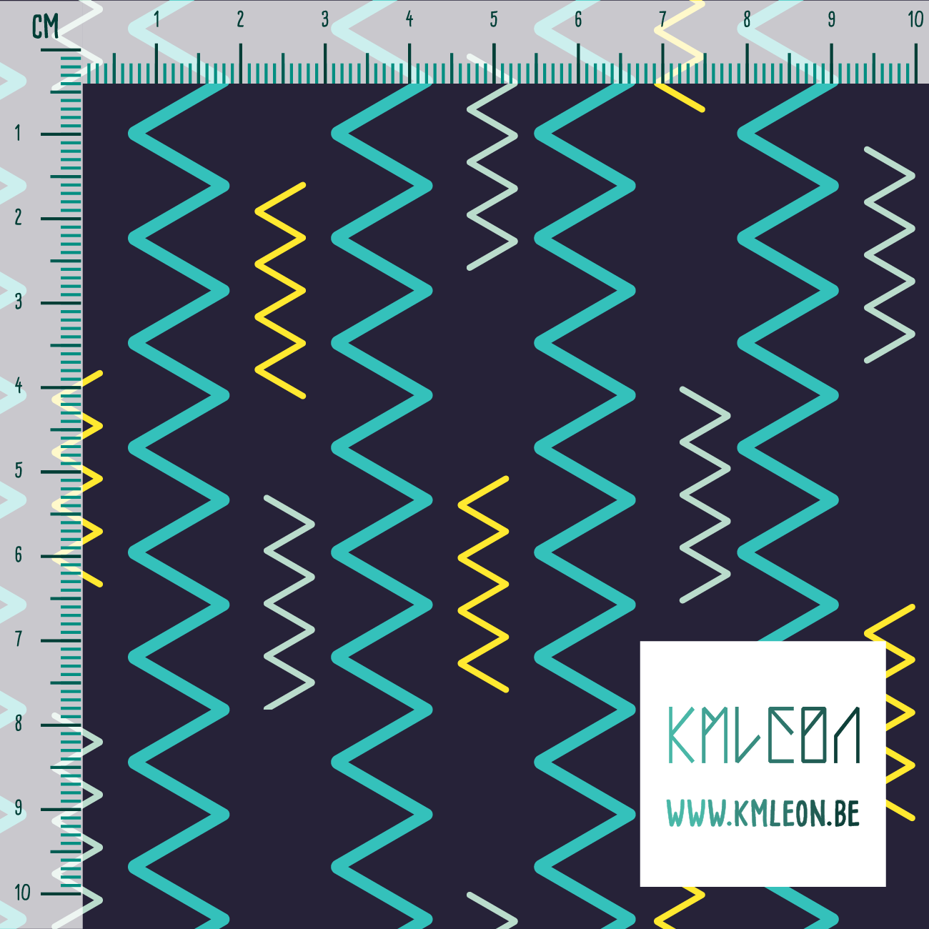 Yellow, teal and mint green zig zag fabric