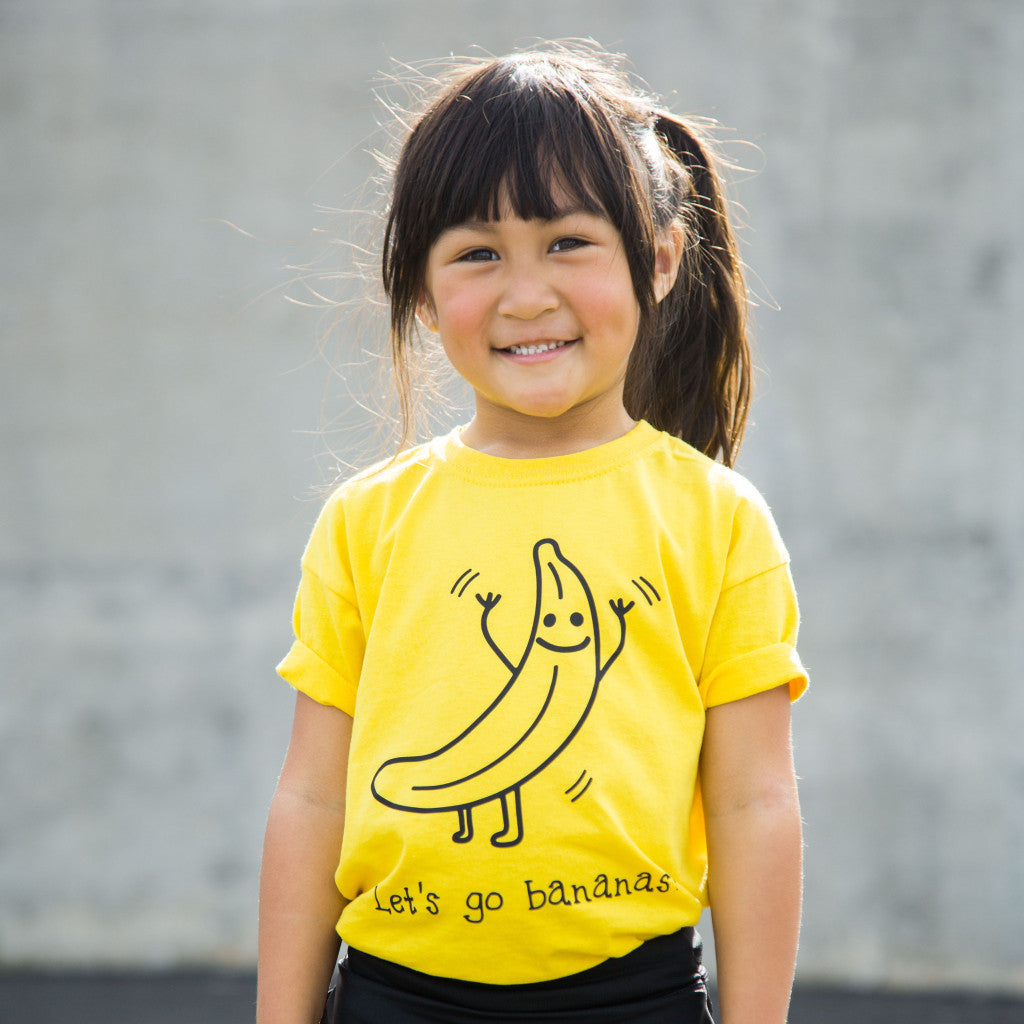 'Let's go bananas' kids shortsleeve shirt