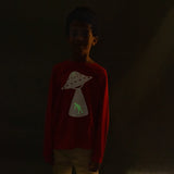 Alien abduction glow in the dark kids longsleeve shirt