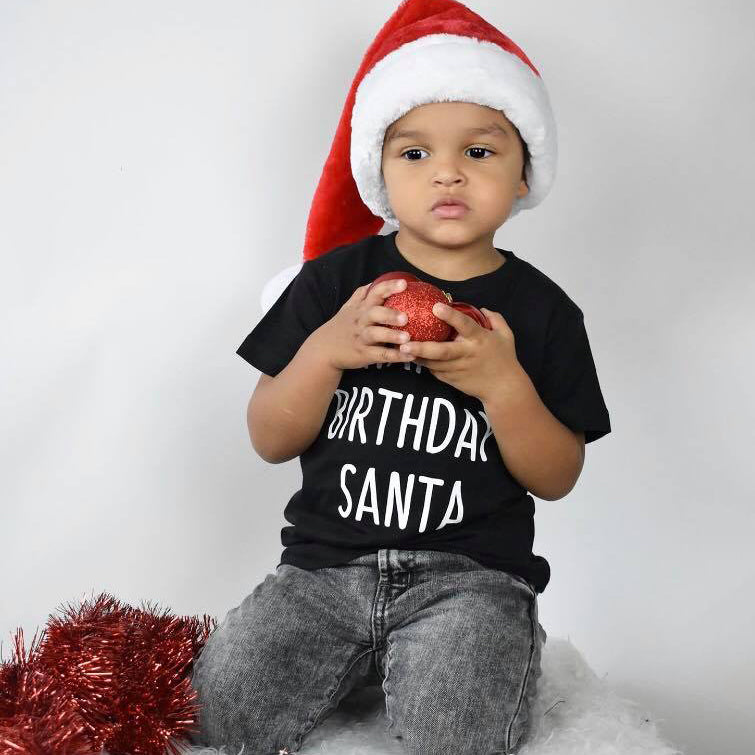 'Happy birthday Santa' kids shortsleeve shirt