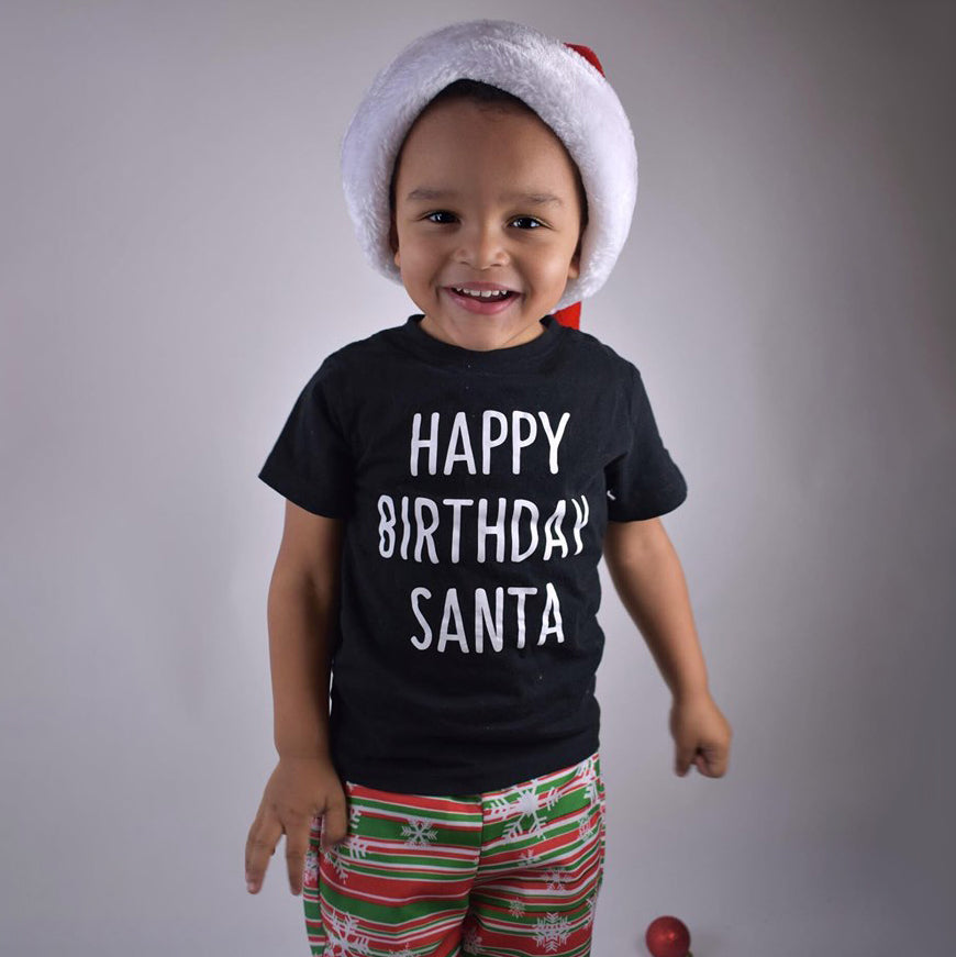 'Happy birthday Santa' kids shortsleeve shirt