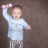 'Mom thinks she is in charge' baby longsleeve shirt