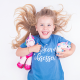 'Unicorn obsessed' kids shortsleeve shirt