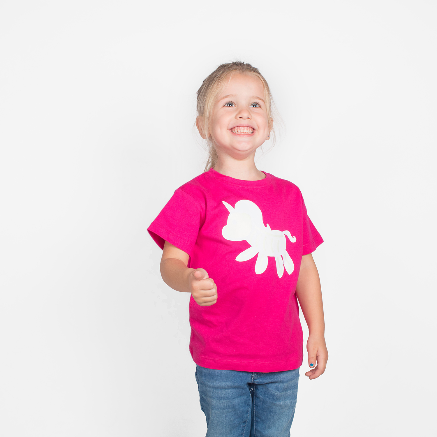 Unicorn glow in the dark kids shortsleeve shirt