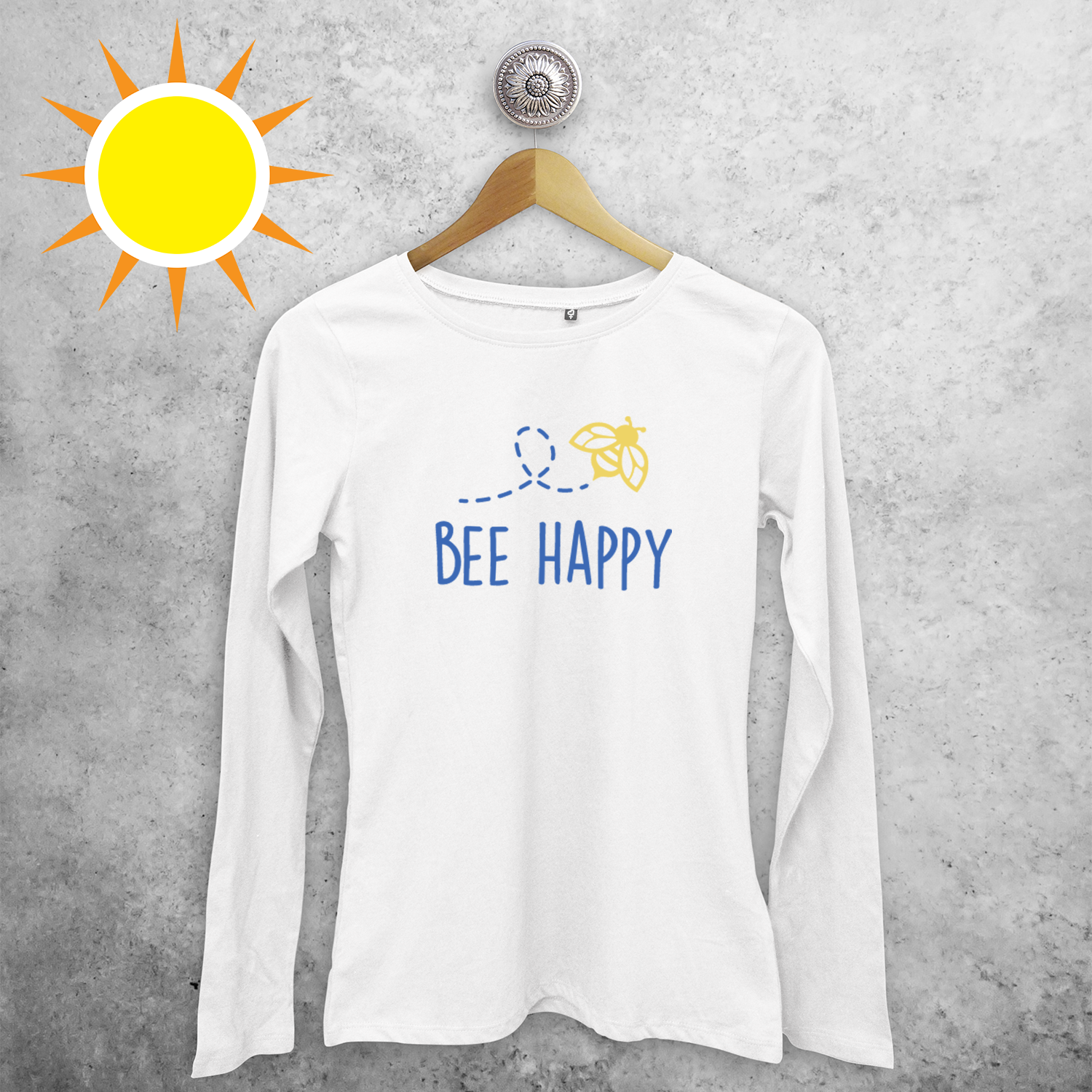 'Bee happy' magic adult longsleeve shirt