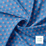 Blue and pink scandi flowers fabric