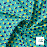 Yellow and blue scandi flowers fabric