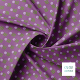 Purple and green scandi flowers fabric