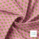 Pink and green scandi flowers fabric