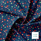 Random red, coral and green polka dots fabric